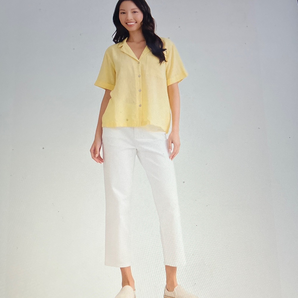 Stars Above lemon Yellow Button Down Shirt linen